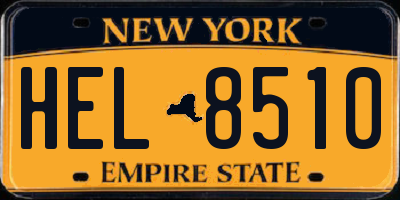 NY license plate HEL8510