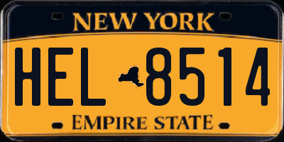 NY license plate HEL8514