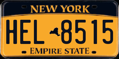 NY license plate HEL8515