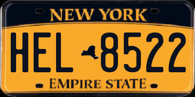 NY license plate HEL8522