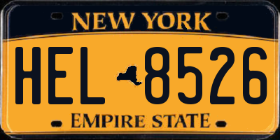 NY license plate HEL8526