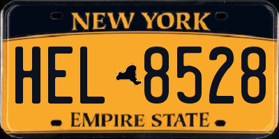 NY license plate HEL8528