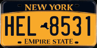 NY license plate HEL8531