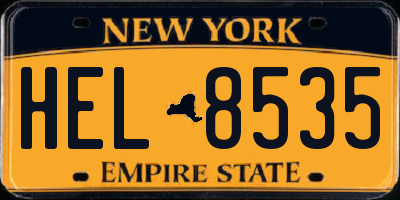 NY license plate HEL8535