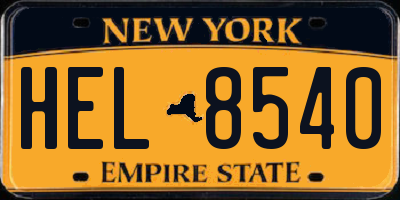 NY license plate HEL8540