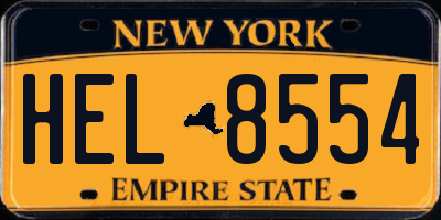 NY license plate HEL8554