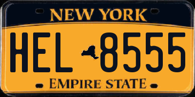 NY license plate HEL8555