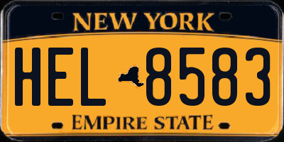 NY license plate HEL8583