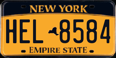 NY license plate HEL8584