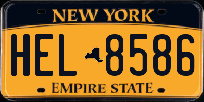 NY license plate HEL8586