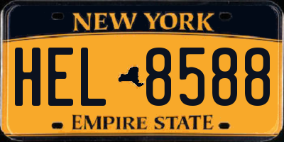NY license plate HEL8588