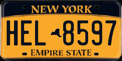 NY license plate HEL8597