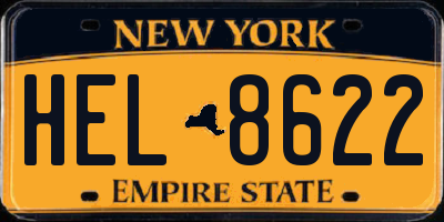 NY license plate HEL8622