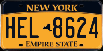 NY license plate HEL8624