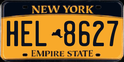 NY license plate HEL8627