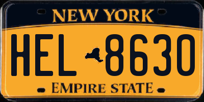 NY license plate HEL8630