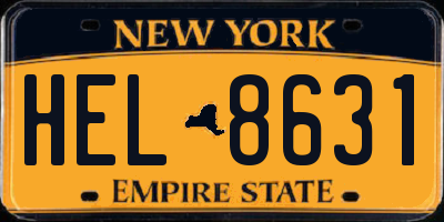 NY license plate HEL8631