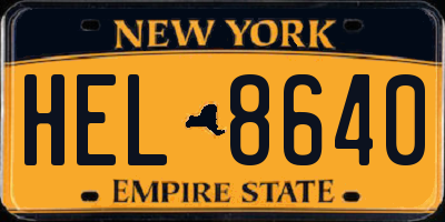 NY license plate HEL8640