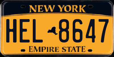 NY license plate HEL8647