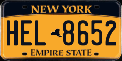 NY license plate HEL8652