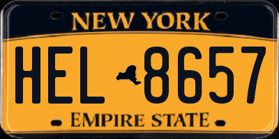 NY license plate HEL8657