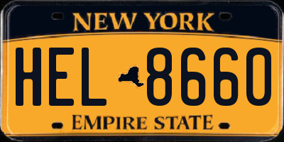 NY license plate HEL8660