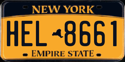 NY license plate HEL8661