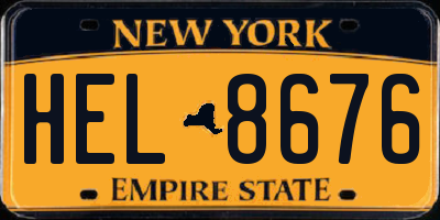 NY license plate HEL8676