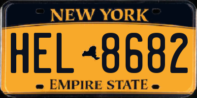 NY license plate HEL8682