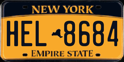 NY license plate HEL8684