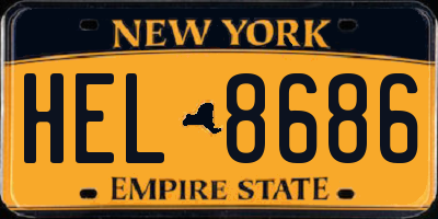 NY license plate HEL8686