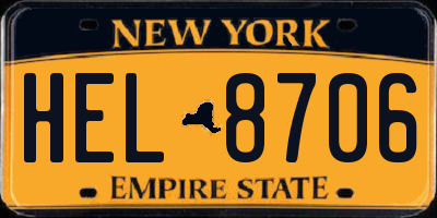 NY license plate HEL8706