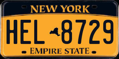 NY license plate HEL8729