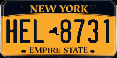 NY license plate HEL8731