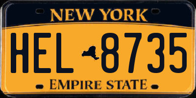 NY license plate HEL8735