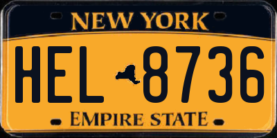 NY license plate HEL8736