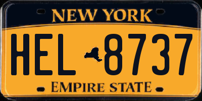 NY license plate HEL8737