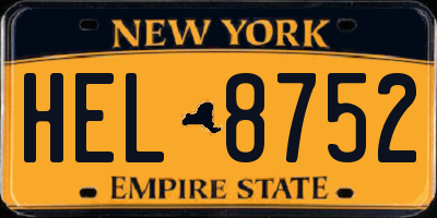 NY license plate HEL8752
