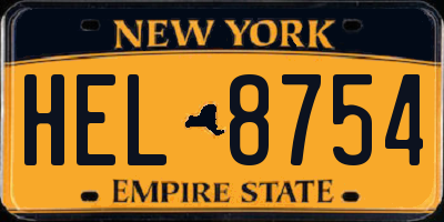 NY license plate HEL8754