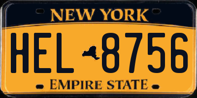NY license plate HEL8756