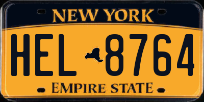 NY license plate HEL8764