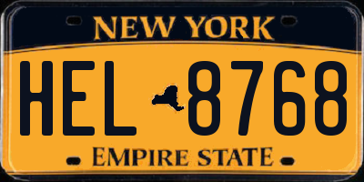 NY license plate HEL8768