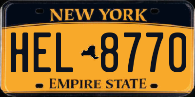 NY license plate HEL8770