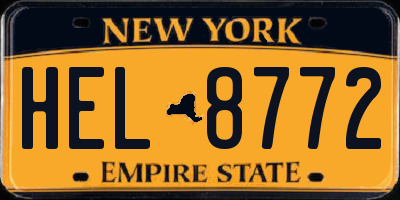 NY license plate HEL8772