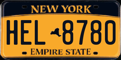 NY license plate HEL8780