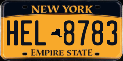 NY license plate HEL8783