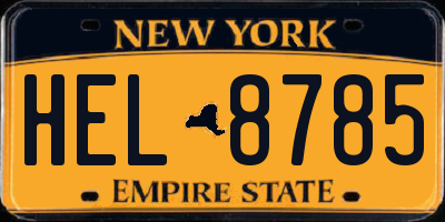 NY license plate HEL8785