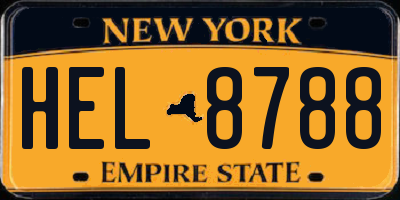 NY license plate HEL8788