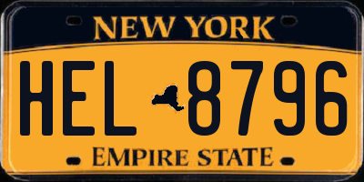 NY license plate HEL8796