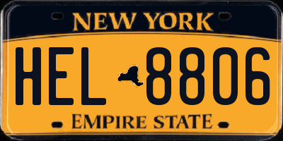 NY license plate HEL8806